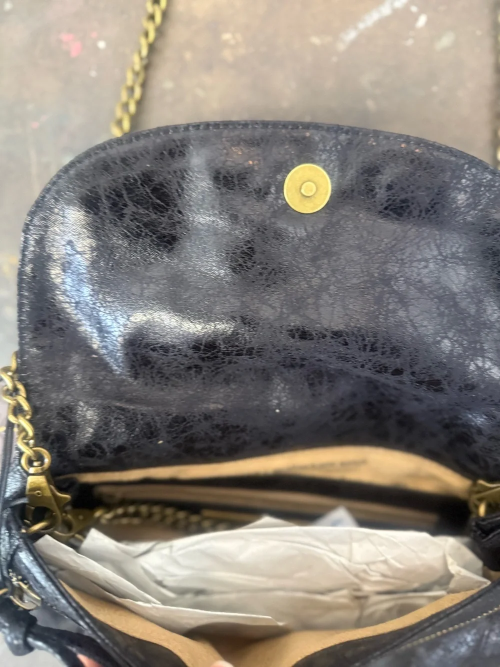 Black Studded Chain Crossbody Bag for Women